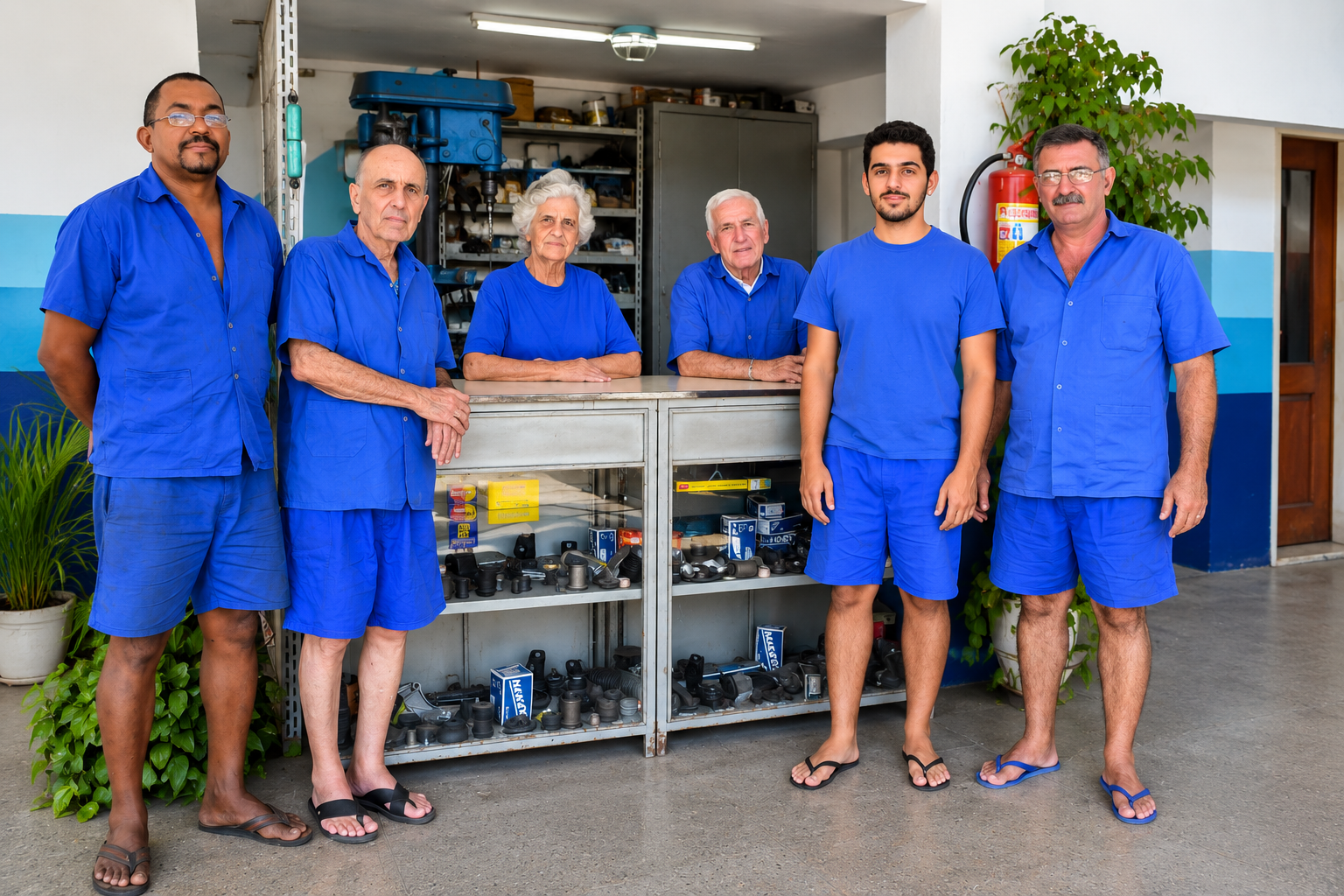 Família e equipe da Gaúcho Amortecedores, por volta de 2010